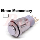 Metal Switch Momentary 16mm White LED Ring Water/Dustproof مفتاح لحظي Tack معدني 16 ملم معدن مقاوم للماء والاتربة مع اضائة LED باللون الأبيض