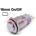 Metal Switch On/Off 16mm White LED Ring Water/Dustproof مفتاح تشغيل On/Off معدني 16 ملم معدن مقاوم للماء والاتربة مع اضائة LED باللون الابيض