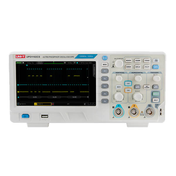 UNI-T UPO1102CS 2-Channel Ultra Phosphor Oscilloscope 100MHz جهاز اوسلسكوب 100 ميجاهرتز 2 قناة مزود بقياسات وخصائص متقدمة
