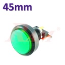 Arcade Style 45mm Big Round Push Button With Green LED Light - Flat Head زر ضغط دائري كبير مقاس 45 ملم على طراز Arcade مع ضوء LED اخضر