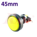 Arcade Style 45mm Big Round Push Button With Yellow LED Light - Flat Head