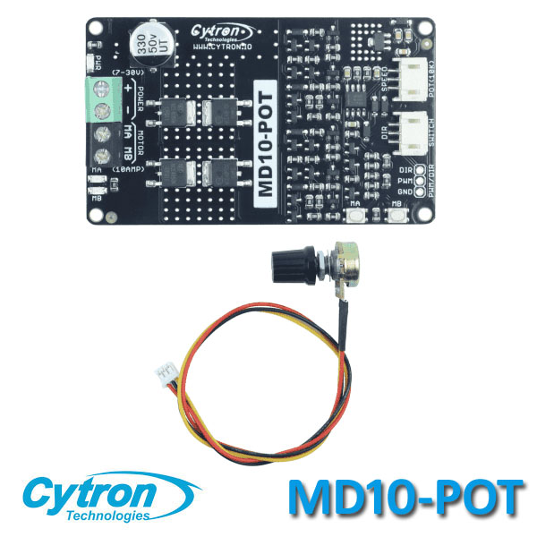 MD10-POT Cytron 10Amp 7V-30V Potentiometer & Switch Control DC Motor Driver (1 Channel)