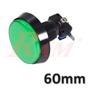 Arcade Style 60mm Big Round Push Button With Green LED Light - Flat Head