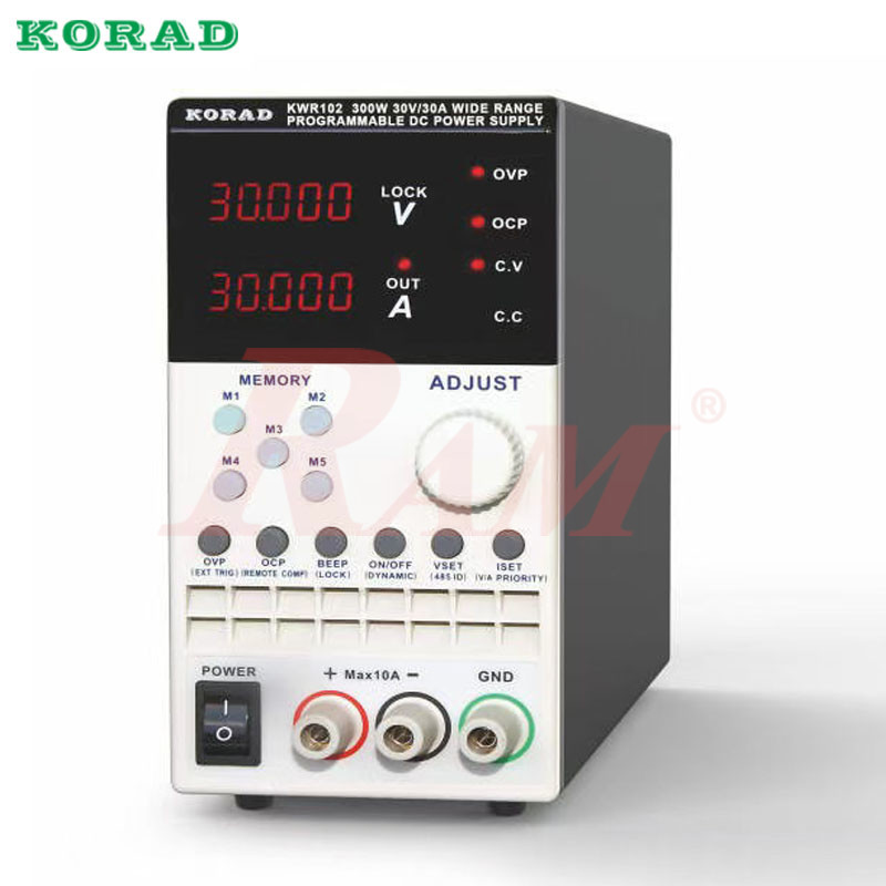 KWR102 Programmable Wide-Range DC Power Supply, 0~30V, 0~30A, 300W مزود طاقة  باور صبلاي تيار مستمر DC واسع النطاق قابل للبرمجة من 0 إلى 30 فولت ومن 0 إلى 30 أمبير بقدرة 300 وات