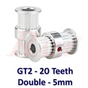 GT2 Double Head 20 Teeth Bore 5mm Timing Aluminum Pulley