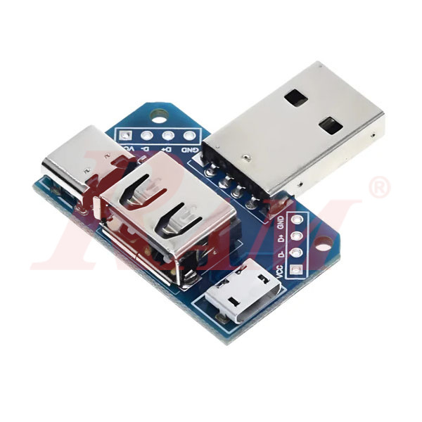 XY-USB4 Converter 4 in 1 USB Adapter Board Male To Female A, Micro, Type C & 4P 2.54mm Straight