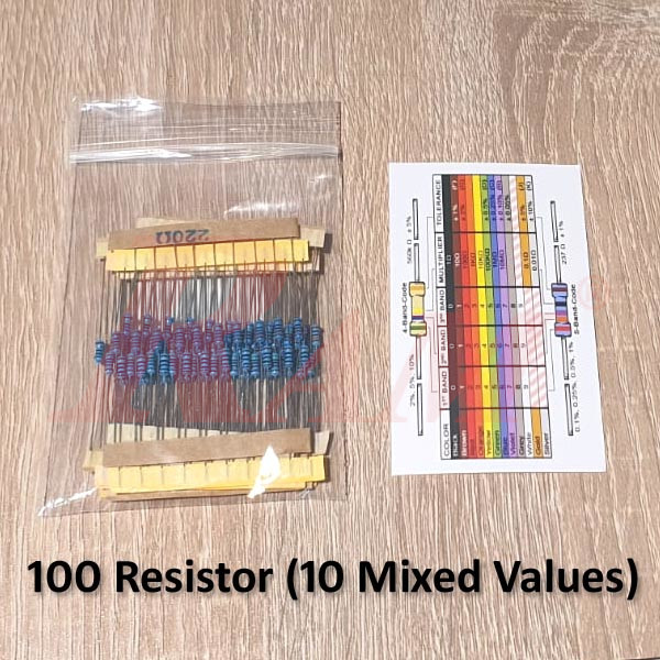 Kit Resistor 1/4W - 100 Carbon Resistors 1% Tolerance 1/4W كيس مقومات قيم مشكلة مشهورة دقة عالية 1% ربع واط