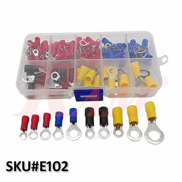 Box of 102 pcs Insulated Ring Electrical Crimp Terminals RV1.25~5.5 Kit (SKU#E102)