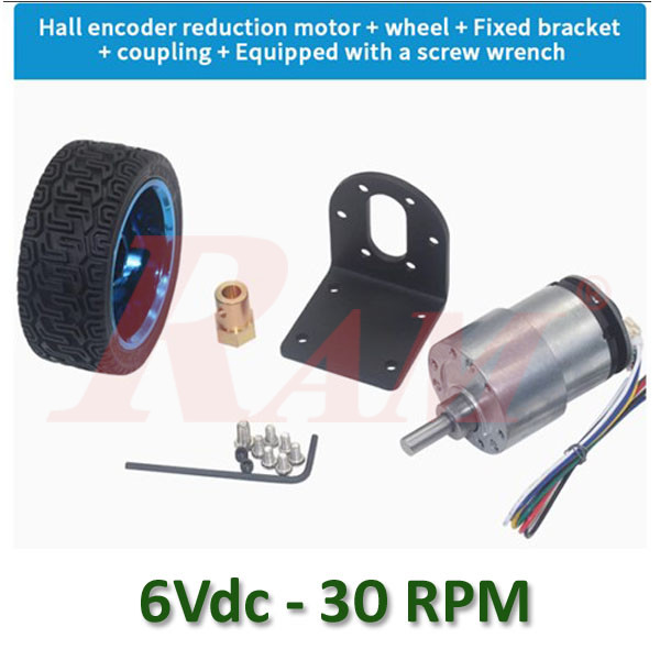 JGB37-520 DC Geared Motor 6Vdc 30 rpm Complete Set With Encoder