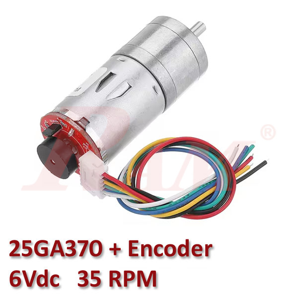 25GA370 DC Geared Motor With Encoder 6Vdc 35 rpm