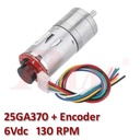 25GA370 DC Geared Motor With Encoder 6Vdc 130 rpm