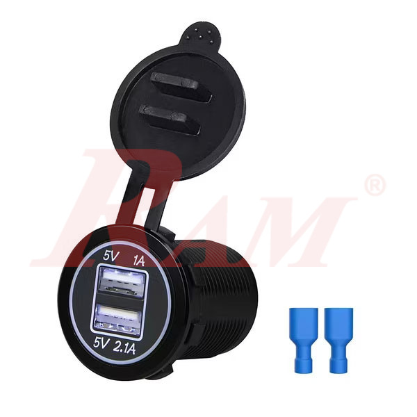 Waterproof Dual USB Charger Socket Outlet 5V 3.1A - With LED (SKU#NC338)