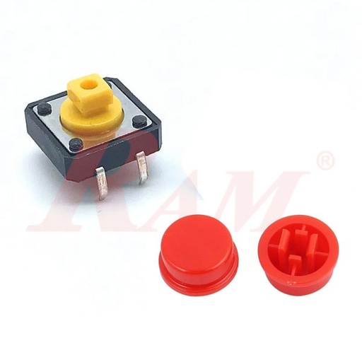[PRESS4PIN.OMRON]  Press OMRON 4pin 12x12x7.3 mm With Cap مفتاح ضغط 4 طرف اومرون بالغطاء مقاس 12×12×7.3 ملم