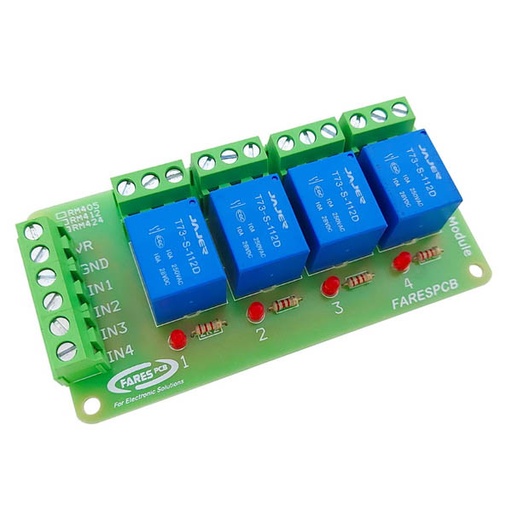 [KIT.4RELAY.12V] 4 Output Relay Module Works on 12V Signal (SKU#KIT.4RELAY)