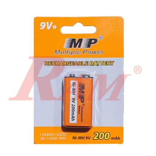 [BATTERY9V.RECH.MP.200MAH] MP Battery Rechargeable 9V 200mAh Ni-MH
