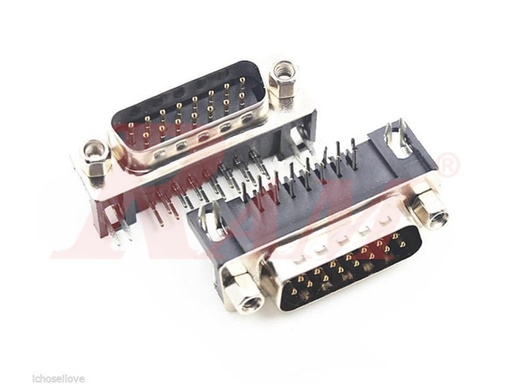 [DB12.PCB.DB15.MALE] D-SUB DB15 Male Right Angle PCB Mount (SKU#DB12) سوكيت DB15 لحام على بوردة ذكر