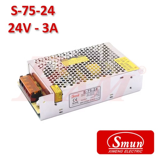 [KIT.SMPS.24V.3A] Smun® Industrial SMPS Output +24Vdc/3.2A Input 220Vac (S-75-24)