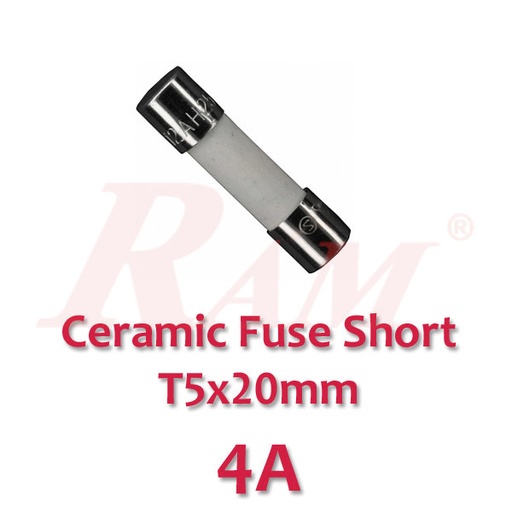 [FUSE.TH.4A] Ceramic Fuse Short 4A-250V (Size T5x20mm)
