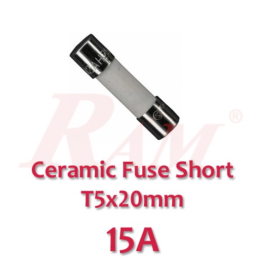 [FUSE.TH.15A] Ceramic Fuse Short 15A-250V (Size T5x20mm)