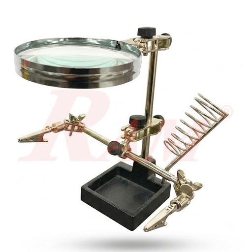 [MAGNIFIER.JM508] Magnifier With Alligators Holders & Soldering Iron Stand