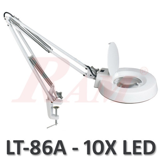 [MAGNIFIER.LT86A.X10] LT86A Glass 10X Big Magnifier Movable Arm With LED Light