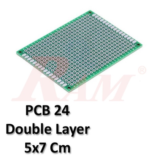 [PCB24.HOLES.DOUBLE.5X7] PCB FR-4 Dots Holes 5x7 cm2 Double Side With Green Musk (SKU#PCB24)