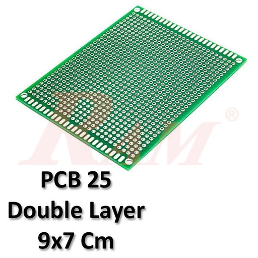 [PCB25.HOLES.DOUBLE.7X9] PCB FR-4 Dots Holes 7x9 cm2 Double Side With Green Musk (SKU#PCB25)