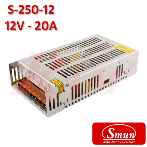 [KIT.SMPS.12V.20A] Smun® Industrial SMPS Output +12Vdc/20A Input 220Vac (S-250-12)