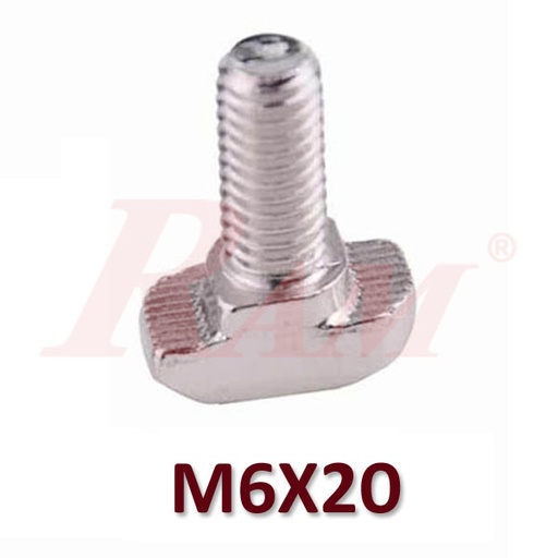[SY3030.T.SCREW.M6X20MM] 3030/3060 Aluminum Profile Accessory - T Shape Bolt Screw Size M6x20