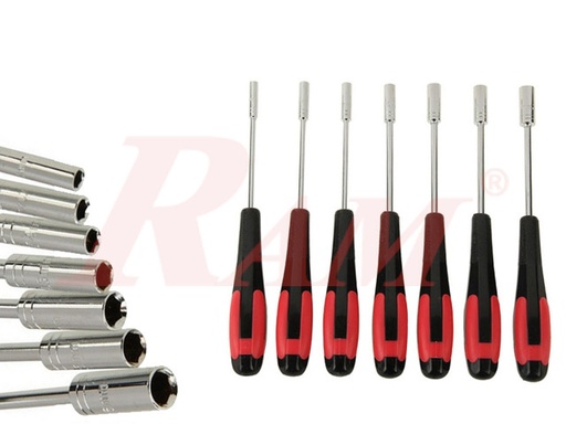 [SCREW.NUT.7PCS] Metal Socket Wrench Screwdriver Hex Nut 7 in 1 Set طقم مفك بيبة 7 قطع مقاسات مختلفة