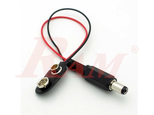 [WIRE.BT9.DC.JACK] Battery Clip 9V + Standard 2.1mm DC Male Plug