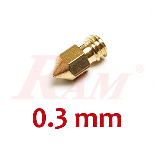 [KIT.3D.NOZ.0.30MM] 3D Printer Nozzle Copper 0.3mm Extruder Threaded 1.75mm 3.0mm MK7 MK8