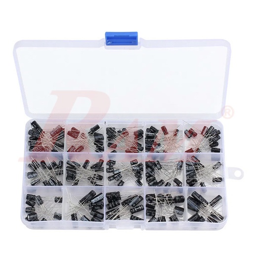 [KIT.E39.ECAP] Box of 200pcs 15 Value Electrolytic Capacitor Kit 0.1u~220uF (SKU#E39)