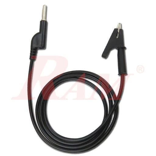 [WIRE.ORG.AD38.BLACK] 4mm Banana Plug Silicone Wire 15A to Crocodile Alligator Clip Test Probe Cable - Black