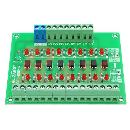 [KIT.PLC.24V.TO.5V.8CH] PLC Signal Level Converter 8 Channel 24V TO 5V Optocoupler Isolation Module NPN Output
