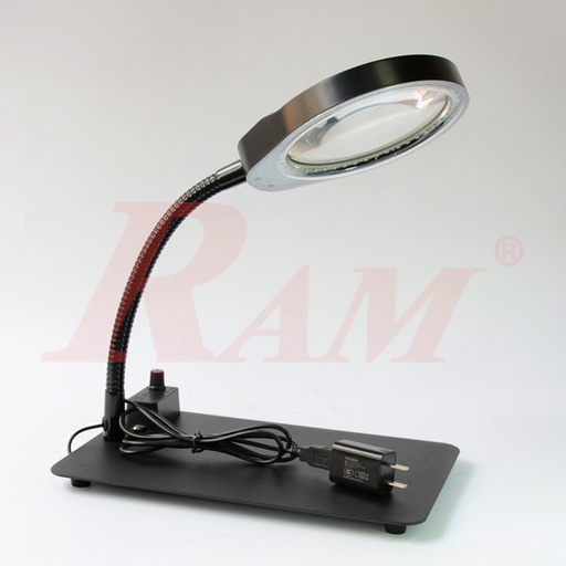 [PD032C.10X.BLACK] PD-032C Glass 10X Desk Magnifier With Adjustable Brightness LED عدسة مكبرة زجاجية مكتبي تكبير 10 مرات مع إضاءة ليد قابلة للتعديل