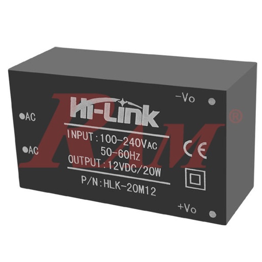 [AC.DC.HLK.20M12] AC-DC Module 20W 220Vac to 12Vdc (HLK-20M12)