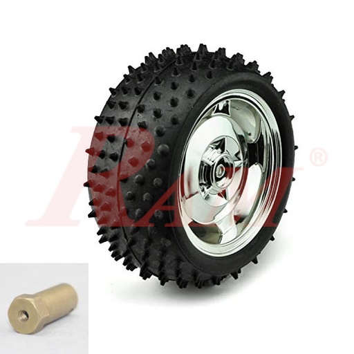 [RO.WHEEL.85MM] Robot Tires 85x38mm + Metal Coupler - Off Road (1 Wheel)