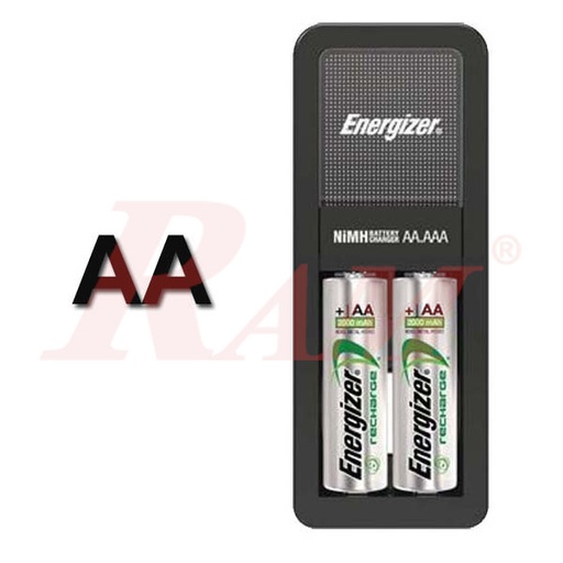 [ENERGIZER.CH+2XAA] Energizer® 2xAA Rechargeable Batteries + Accu Recharge MINI Charger  شاحن بطاريات مع 2 بطارية AA انرجايزر قابلة للشحن