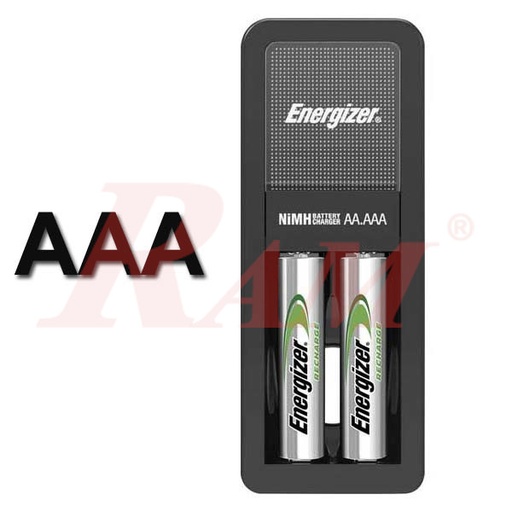 [ENERGIZER.CH+2XAAA] Energizer® 2xAAA Rechargeable Batteries + Accu Recharge MINI Charger شاحن بطاريات مع 2 بطارية AAA انرجايزر قابلة للشحن