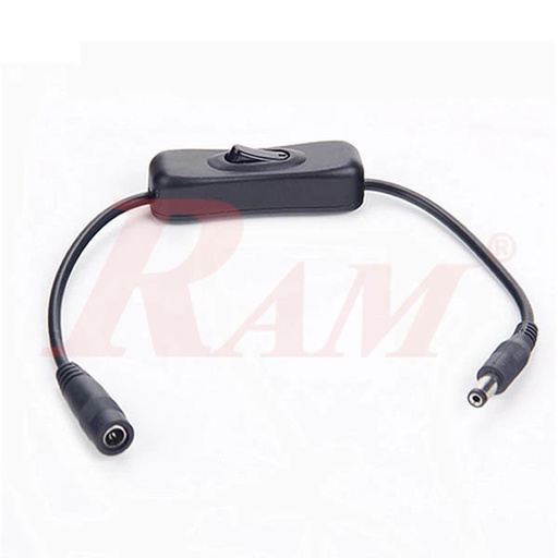 [WIRE.DC.ON.OFF] Inline Switch On Off with Female Male Power Cable 2.1mm - Wire DC Connector Jack