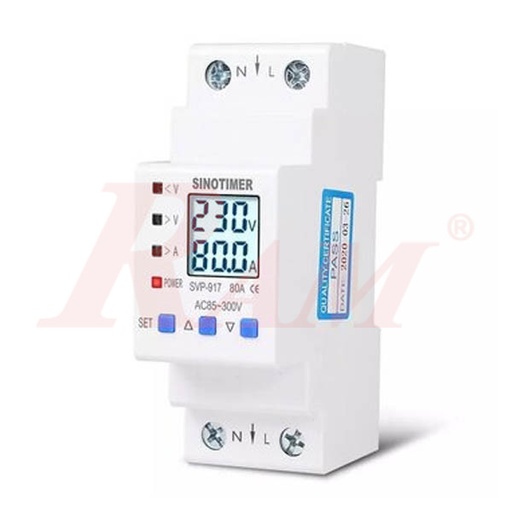 [SVP917.80A.PROTECTOR] SVP-917 1-Phase 80A V/A ac Protector + Energy Meter قاطع الحماية للتيار والفولت 1 فاز 80 امبير
