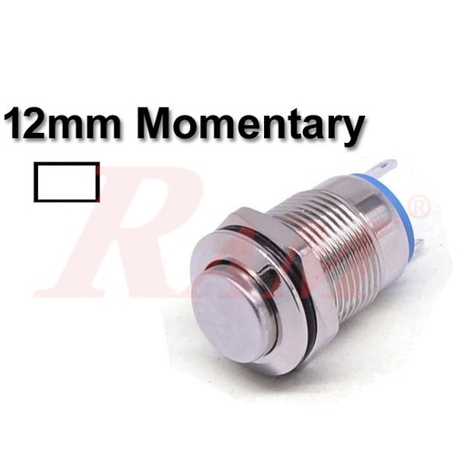 [PB.12.M.TACK.WHITE] Metal Switch Momentary 12mm White LED Ring Water/Dustproof