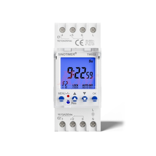 [TM922.DUAL.TIMER] TM922/220Vac Dain Rail Mount 2 Individual Channels Multi-Function Digital Timer 16A/220Vac