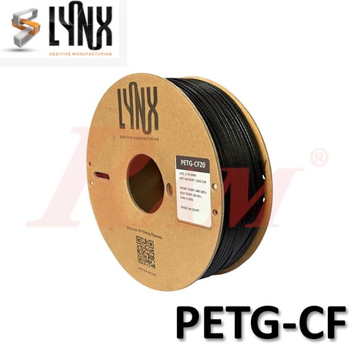 [SL.LYNX.CF+.BLACK.1KG] LynX Brand PETG-CF20 Carbon Fiber 3D Printer Filament (1.75mm) - 1Kg Roll (SKU#SL500)