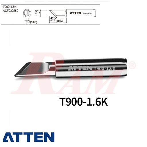 [TIP.HOT.ATTEN.T9001.6K] ATTEN® TIP T900-1.6K Lead-Free Soldering Iron Tip سن مشطوف فلات كبير ماركة أتن