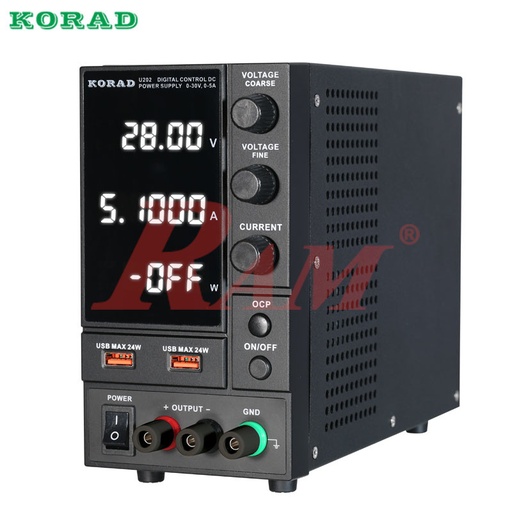 [PS.U202.KORAD] U202 0-30V, 0-5A, 150W, 1CH, Digital Control and Switching Mode DC Power Supply With 2 USB Quick Charging Ports