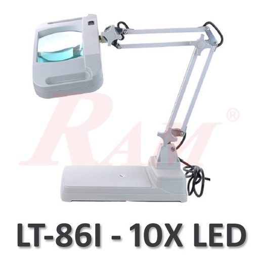 [MAGNIFIER.LT86I.X10] LT86I Glass 10X Big Magnifier Stand With Handle & LED Light - NEW Shape