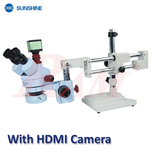 [MICROSCOPE.SZM45T-STL2] SZM45T-STL2 7-45X SUNSHINE Trinocular Stereo HD - Stereo Microscope With 0.5 CTV Connector + HDMI Camera and SS-033 LED Ring Light