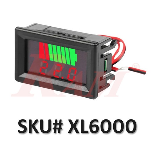 [PANEL.BAT.XL6000] Car Battery Charge Level Indicator & Lithium Battery Capacity Meter Panel (SKU# XL6000) مؤشر شحن بطارية سيارة + مقياس سعة بطارية ليثيوم